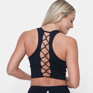 Senita Athletics Laced Up Crop Top - Black